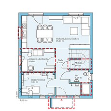 Variant 42-123 – Planungsoption 2 (EG) QNG⁺-Line: Variant 42-123: Grundrissoption 2 EG - Hanse Haus