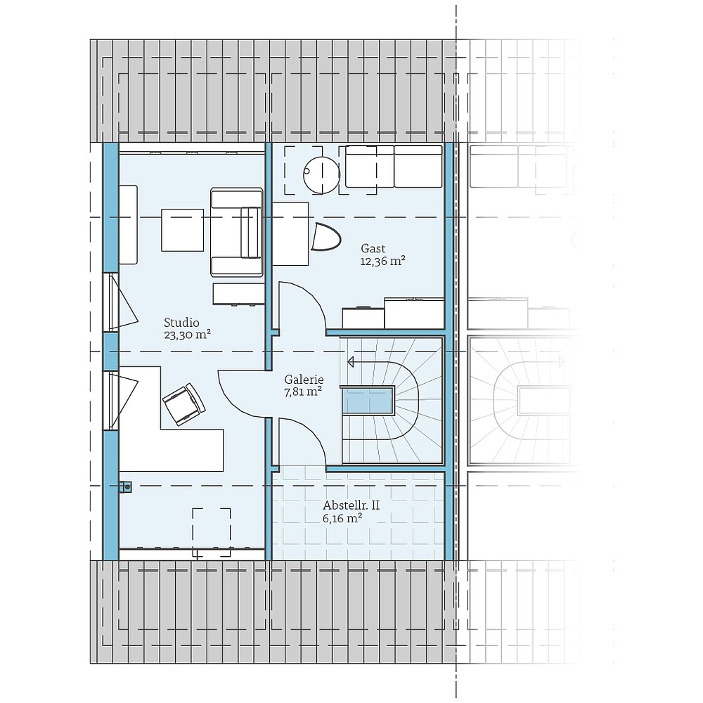 Fertighaus Doppelhaus 176: Grundriss DG