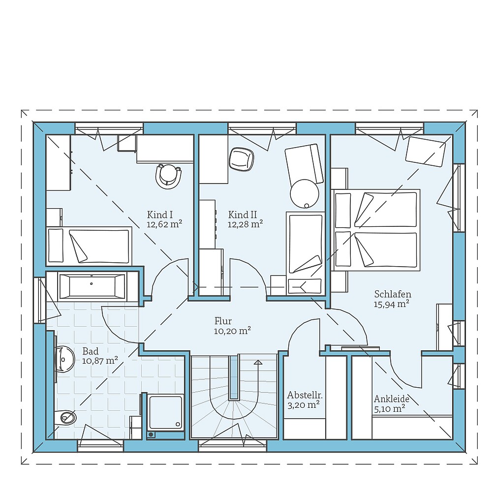 Fertighaus Villa 142: Grundriss OG