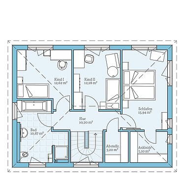 Fertighaus Villa 142: Grundriss OG