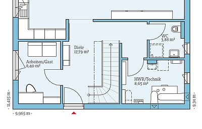 QNG⁺-Line: Villa 163: Grundriss EG - Hanse Haus
