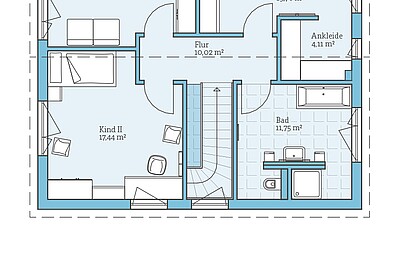 QNG⁺-Line: Fertighaus Villa 163: Grundriss OG