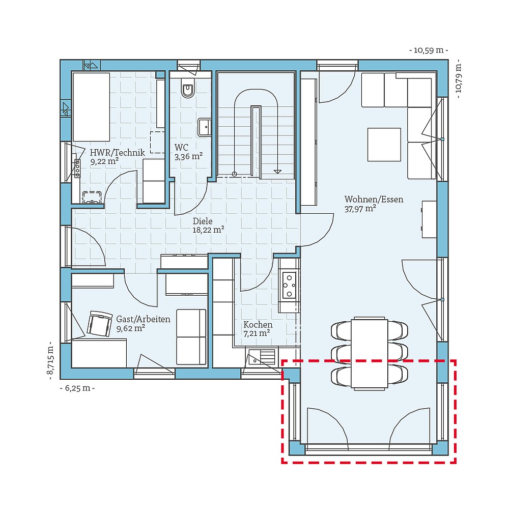 Fertighaus Variant 35-152: Grundrissoption EG