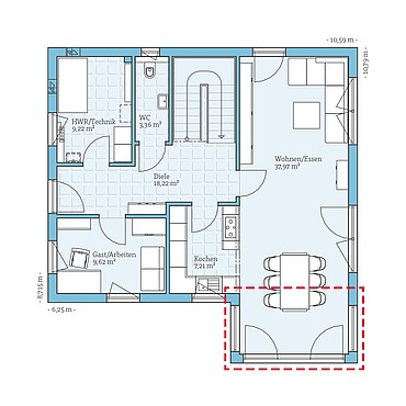 Fertighaus Variant 35-152: Grundrissoption EG