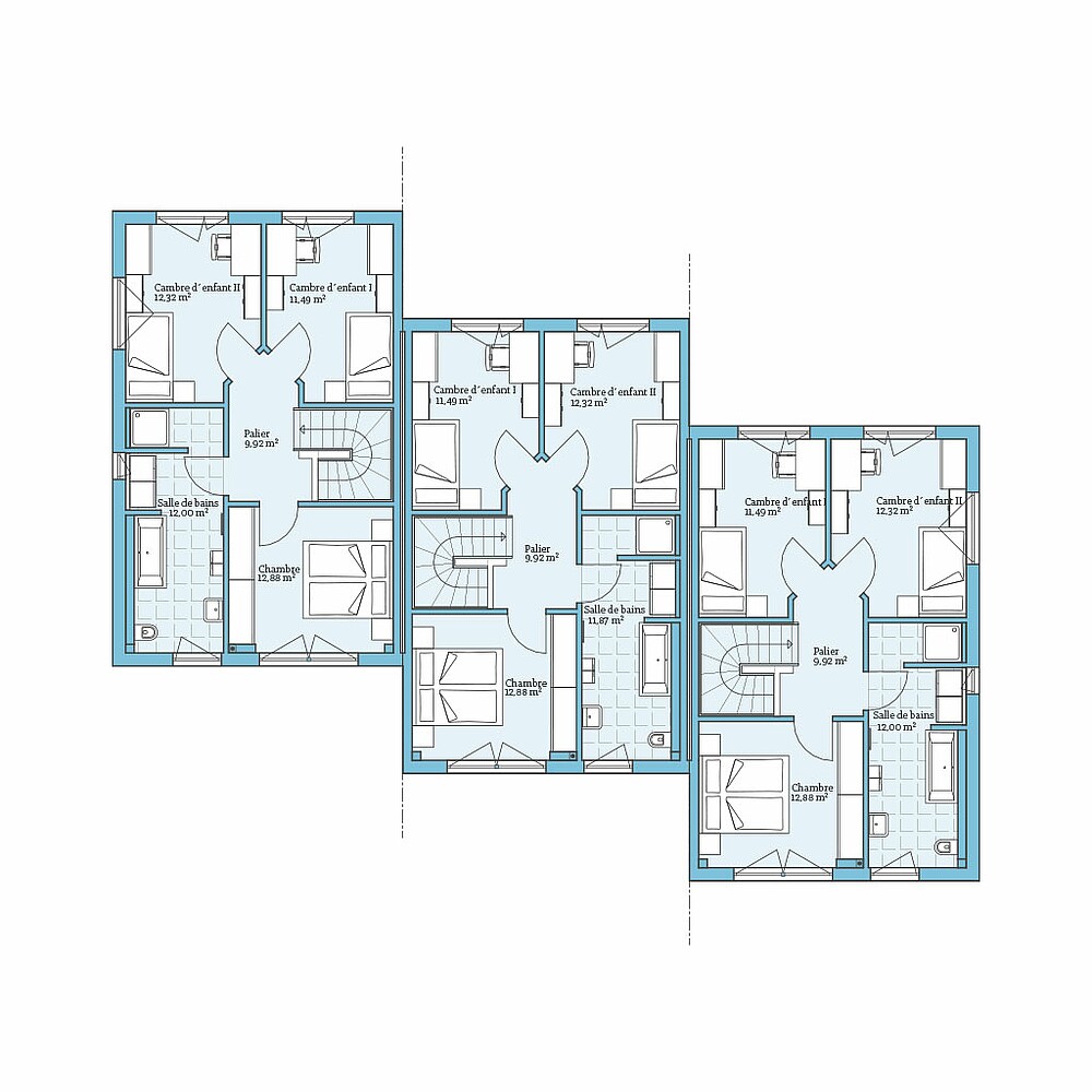 Maison Prefabriquee Maison Mitoyenne 118 V2: Plan etage mansarde