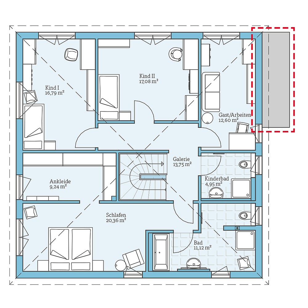 Fertighaus Duo 212: Grundrissoption OG
