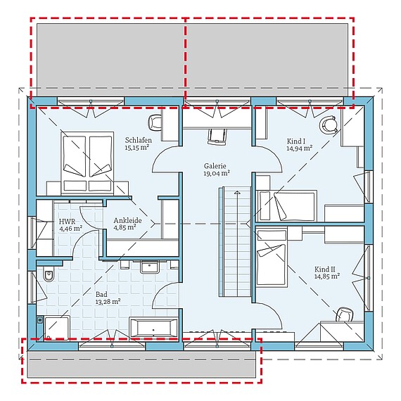 Fertighaus Villa 174: Grundrissoption OG