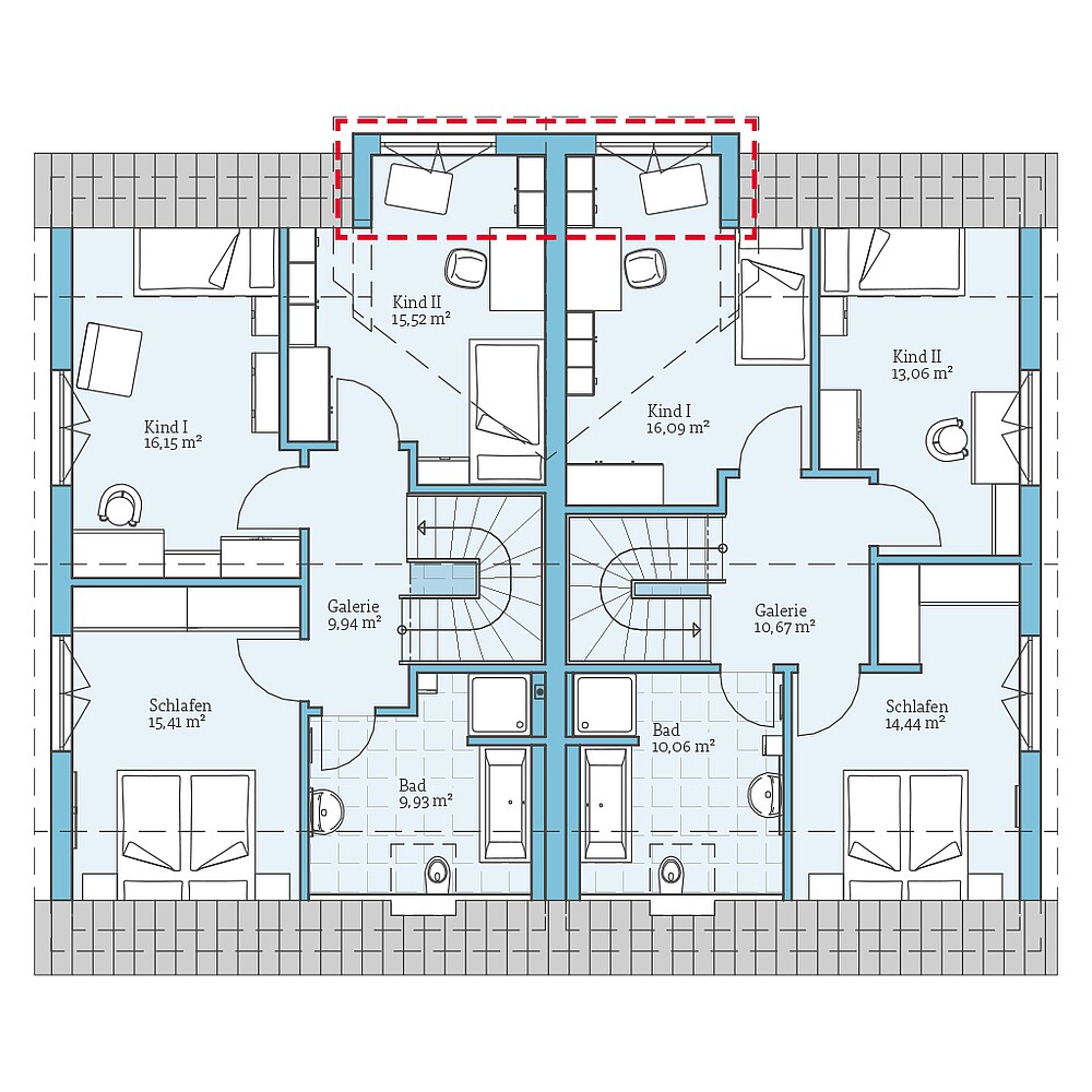 Dachgeschoss Fertighaus Duo 315: Grundrissoption DG