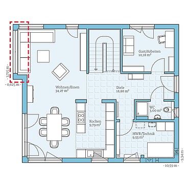 Fertighaus Villa 166: Grundrissoption EG