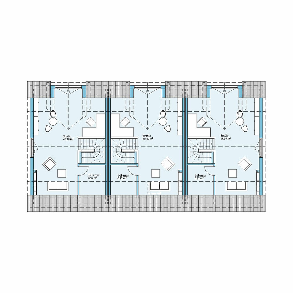 Maison Prefabriquee Maison Mitoyenne 118 V3: Plan etage mansarde