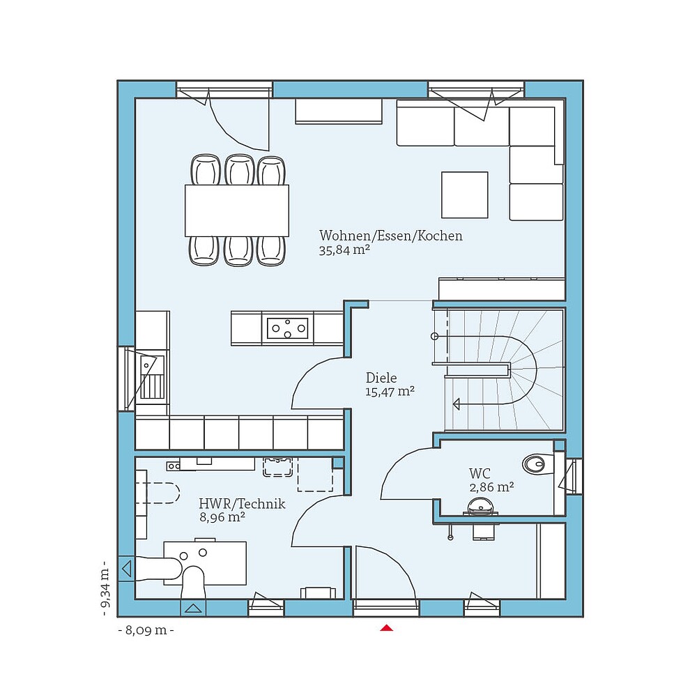 QNG⁺-Line: Variant 42-123: Grundriss EG - Hanse Haus