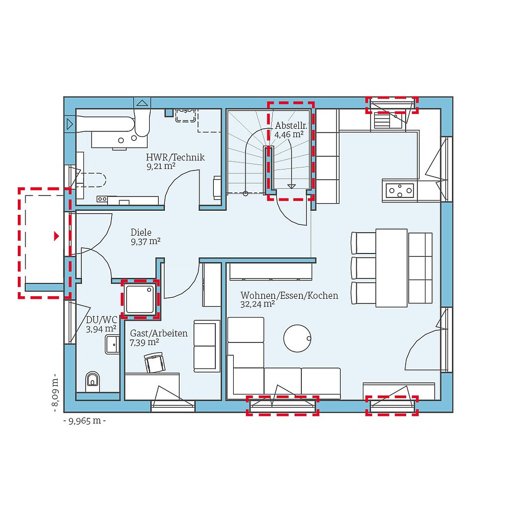 QNG⁺-Line: Variant 28-132: Grundrissoption 1 EG - Hanse Hause