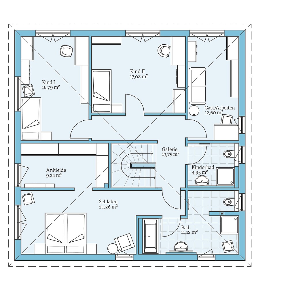 Fertighaus Duo 212: Grundriss OG