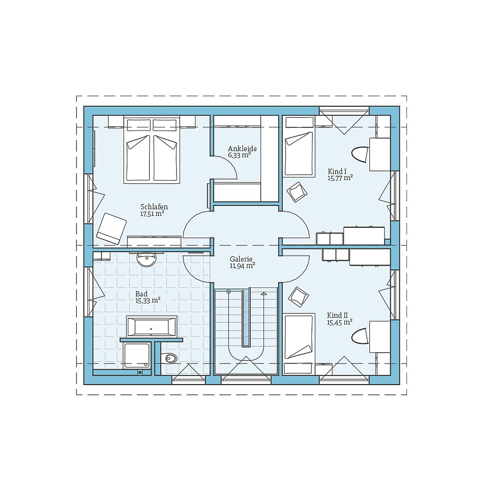 Dachgeschoss Fertighaus Variant 25-166: Grundriss DG
