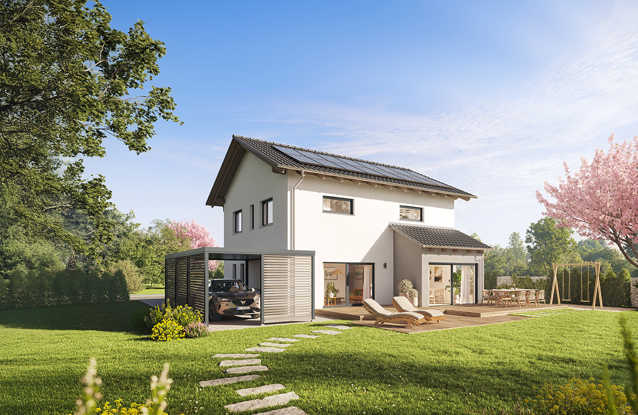 QNG⁺-Line: Fertighaus Villa 163 mit Satteldach - Hanse Haus QNG⁺-Line: Fertighaus Villa 163 mit Satteldach